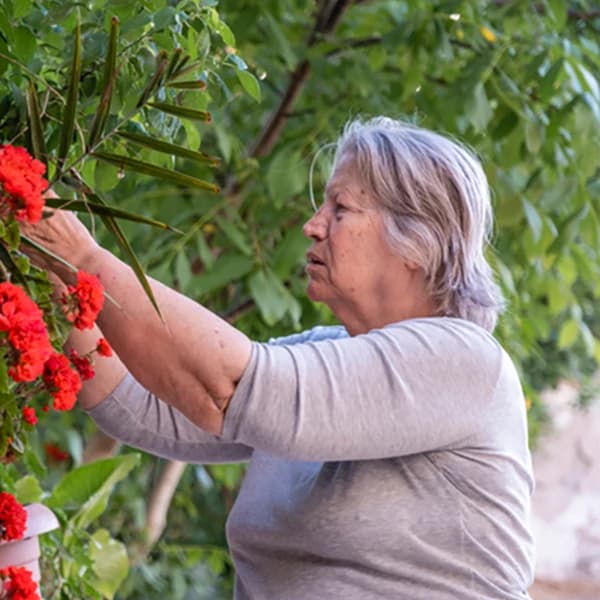 Overweight senior woman