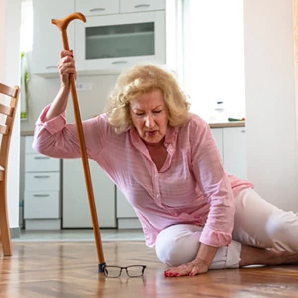 Helpless retired woman